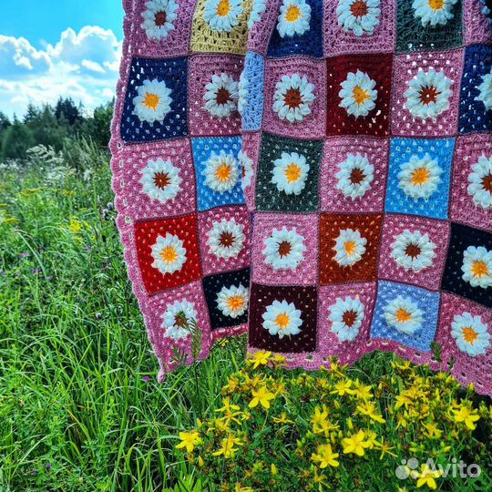 Плед вязаный Мой цветочек