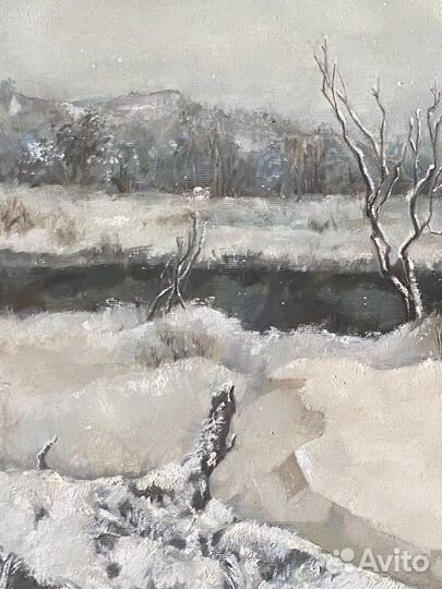 Картина маслом зимний пейзаж