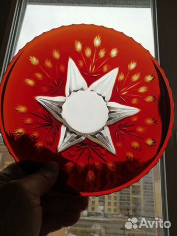 Вазочка, конфетница СССР цветное стекло