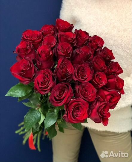 Букет из 25 красных роз Эквадор 60 см
