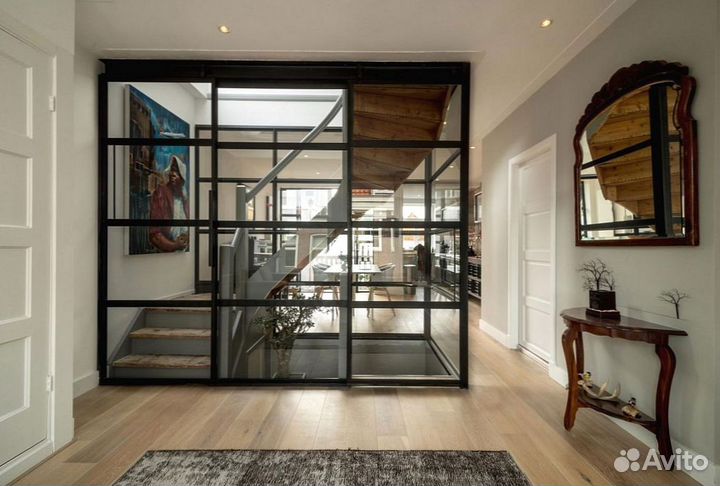 Стеклянная перегородка лофт