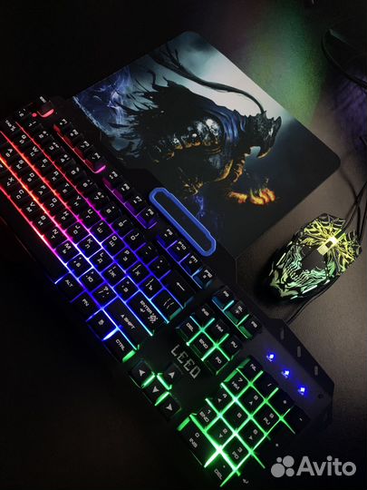 Игровой набор Клавиатура+Мышь+Коврик 3в1 для пк