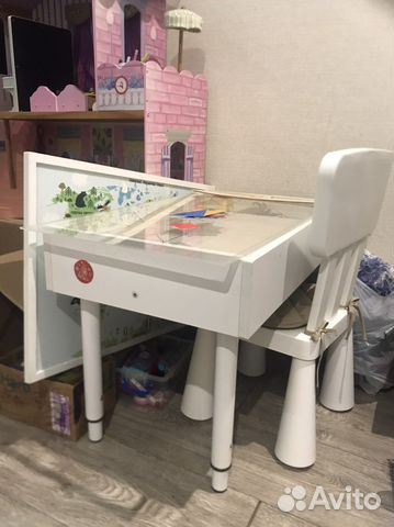 Световой стол песочница Attol-kids, стульчик Икея