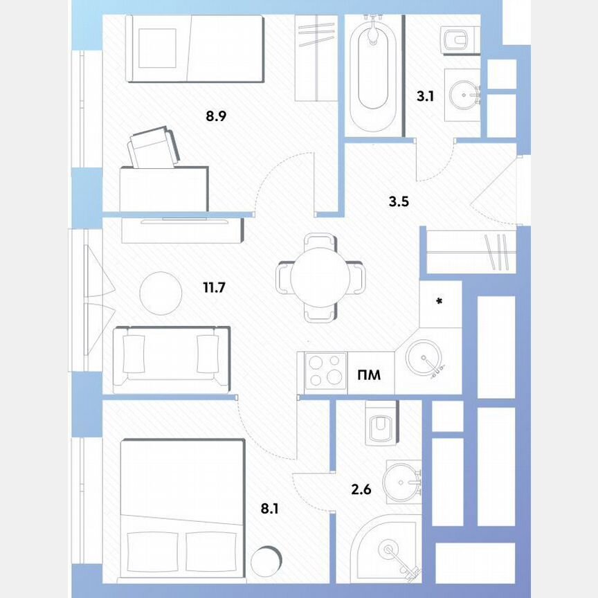 2-к. квартира, 37,9 м², 17/30 эт.