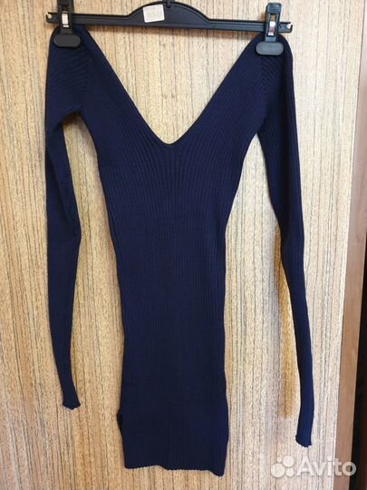 Платье лапша мини синего цвета