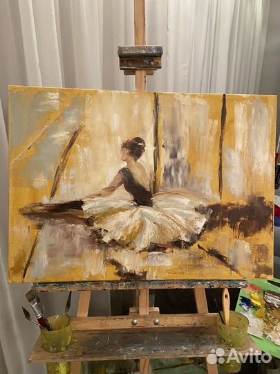 Картина маслом на холсте Одиночество. Балерина