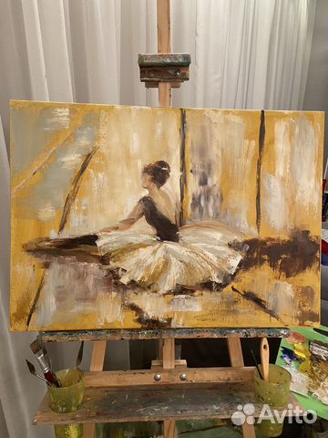 Картина маслом на холсте Одиночество. Балерина