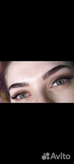 Наращивание ресниц, долговременная укладка бровей