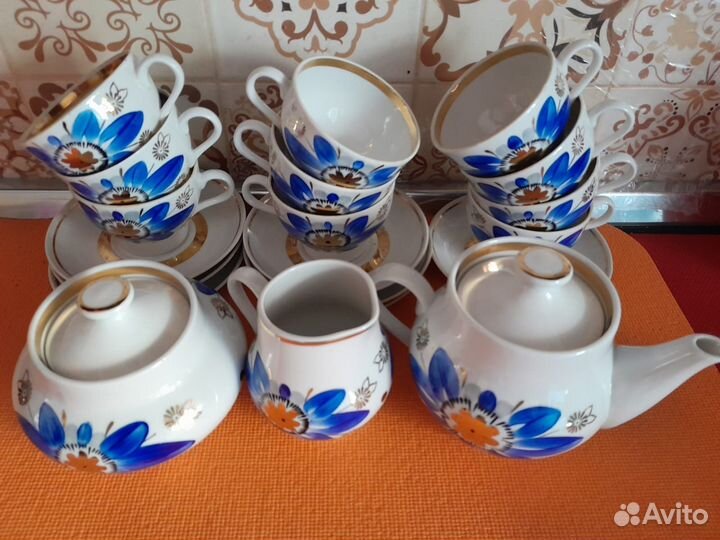 Сервиз чайный Голубые цветы, Барановка 60 годы