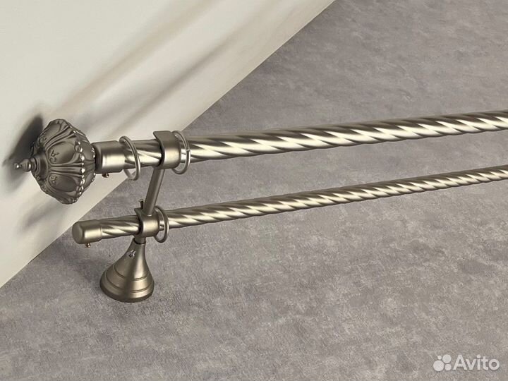 Карнизы для штор серебро (витые и гладкие)