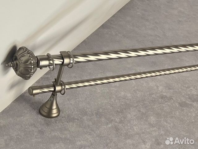 Карнизы для штор серебро (витые и гладкие)