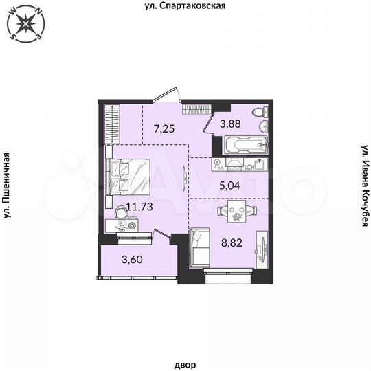 2-к. квартира, 40,3 м², 2/12 эт.