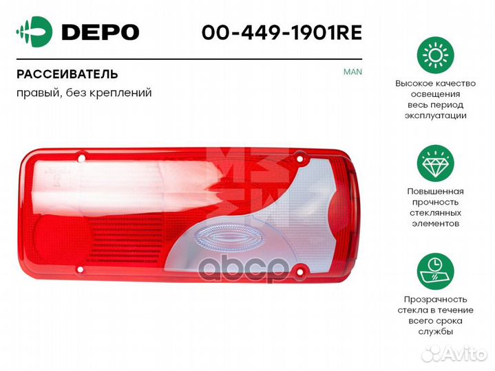 Стекло многосекционное заднего фонаря правое