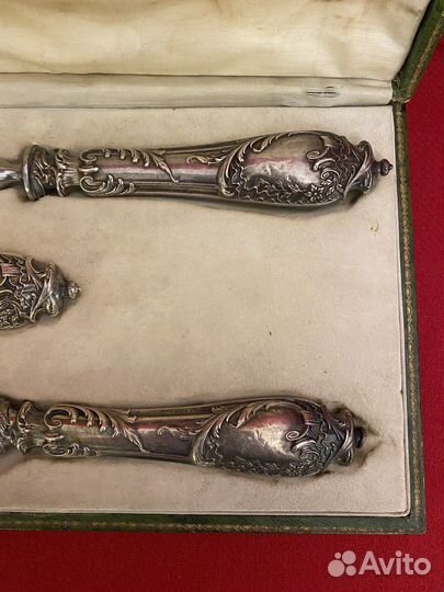 Антикварный серебряный набор для сервировки мяса