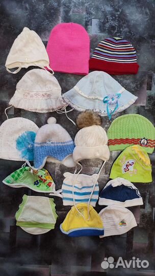 Шапки для девочки и мальчика, зимние,деми, лето