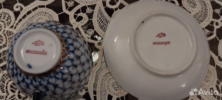 Чайный сервиз кобальтовая сетка СССР