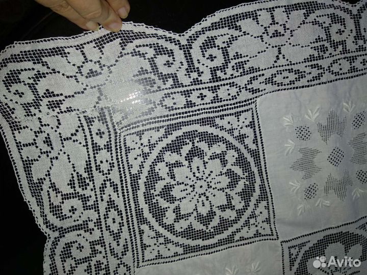 Скатерть старинная.Ручная работа.Гипюр, вышивка