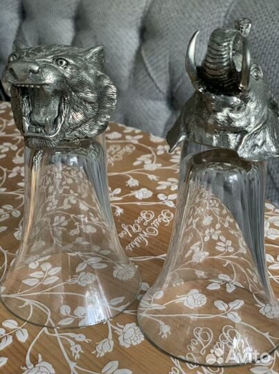 Бокалы стаканы перевертыши головы животных слон ти