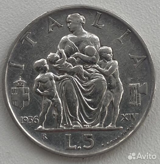 5 лир 1936 Италия