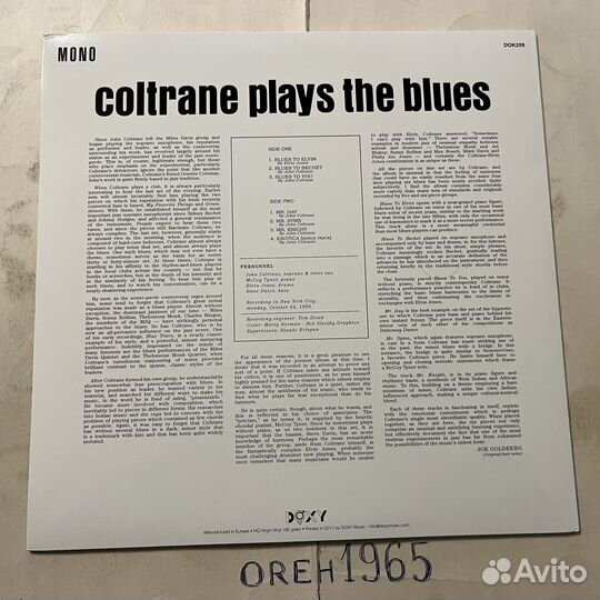 John Coltrane – Coltrane Plays The Blues (LP) 2011