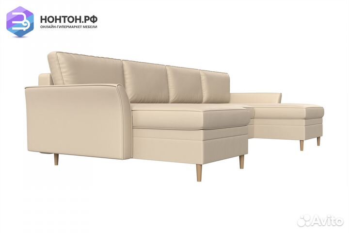 Диван п-образный пантограф София экокожа бежевая