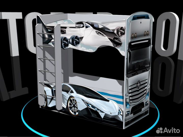 Двухъярусная детская кровать для мальчика с бортик