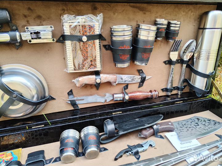 Шашлычный набор подарочный, нож ст.65х13