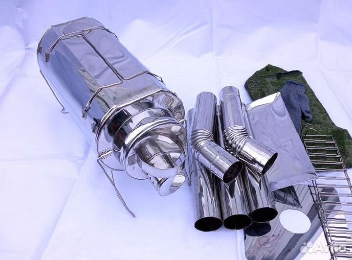 Печь туристическая Кабанчик на 15 л. с решетками