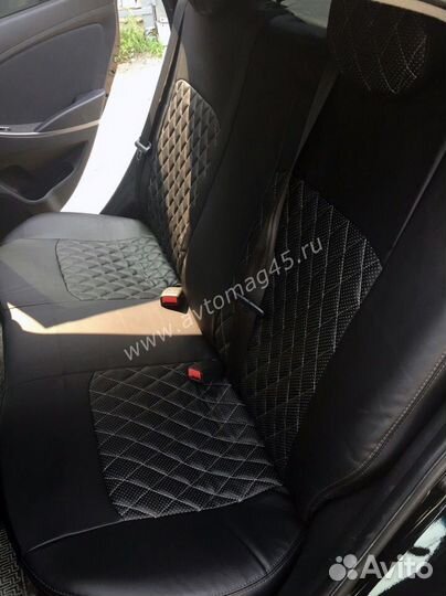 Авточехлы Hyundai Solaris 2011-2017г экокожа ромб