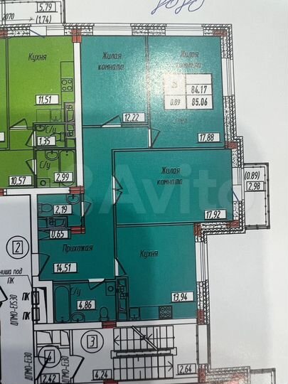 3-к. квартира, 85,1 м², 7/12 эт.