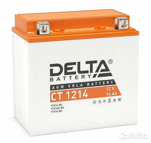 Аккумулятор для мотоциклов delta AGM CT1214 14Ah