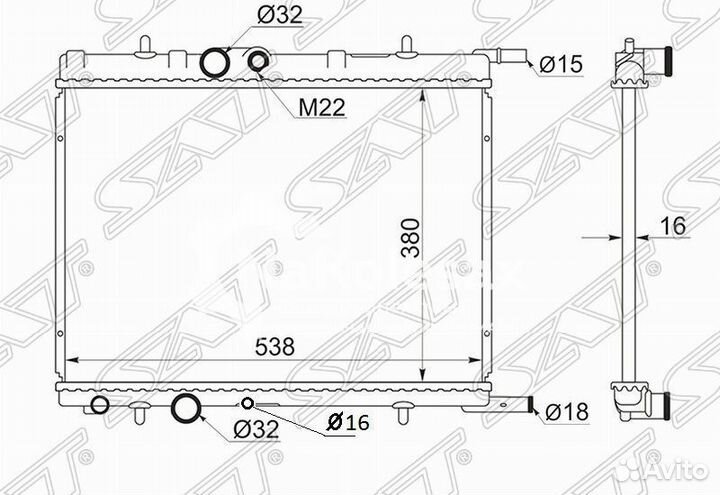 Радиатор peugeot 206/307/xsara 1.1/1.4/1.4D/1.6/1