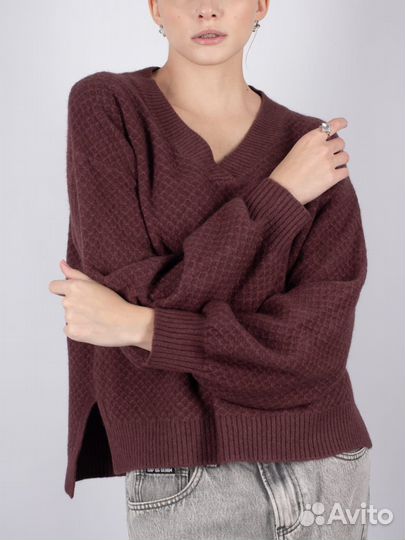 Джемпер женский оверсайз с шерстью