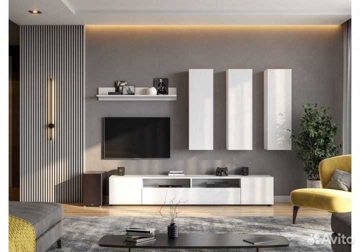 Тв-тумбы Валенсия белый текстурный