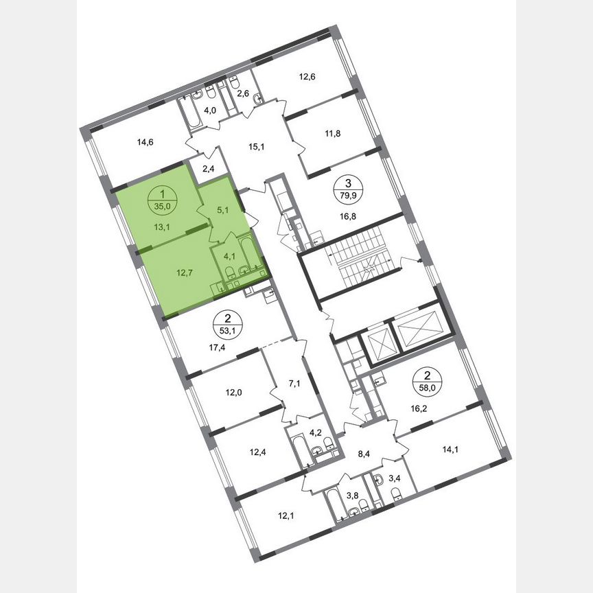 1-к. квартира, 35 м², 4/17 эт.
