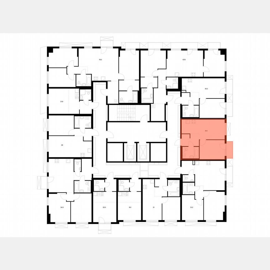 1-к. квартира, 35,1 м², 2/17 эт.