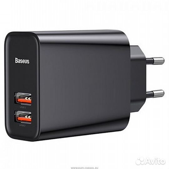 Aдаптер 5А 30W Baseus Speed Dual QC3.0 Чёрный