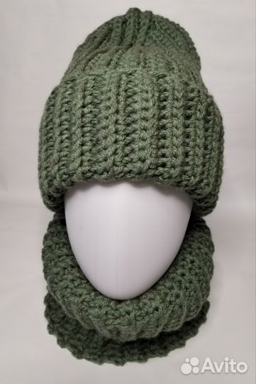 Комплект шапка и снуд зимний женский новый