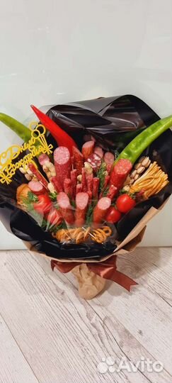 Мужской съедобный букет мясной + топпер