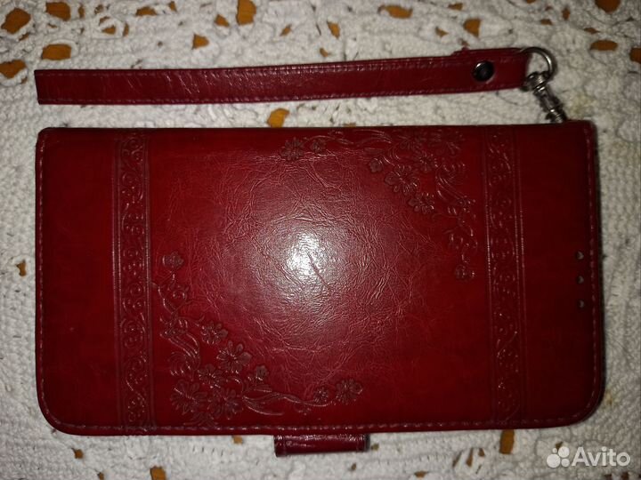 Чехол кожаный на магнитной кнопке для телефона