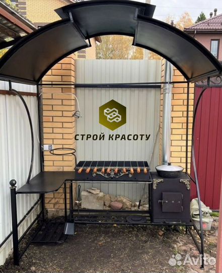 Мангалы с крышей и печкой