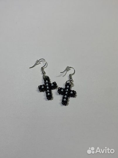 Серьги из бисера кресты