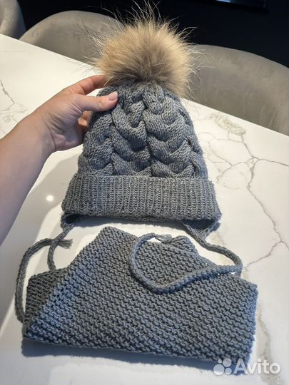 Зимняя шапка снуд комплект 2-4 года