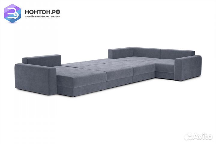 Диван п-образный тик-так Омега темно-серый