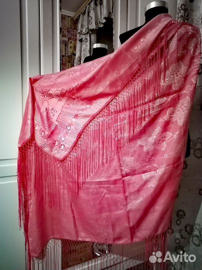 Платок шаль жаккард СССР большие