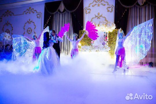 Тяжелый дым на свадьбу, мероприятие, фонтаны, снег