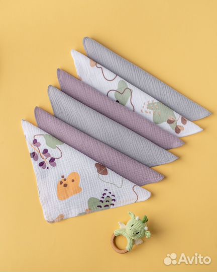 Слюнявчики салфетки муслиновые 30х30