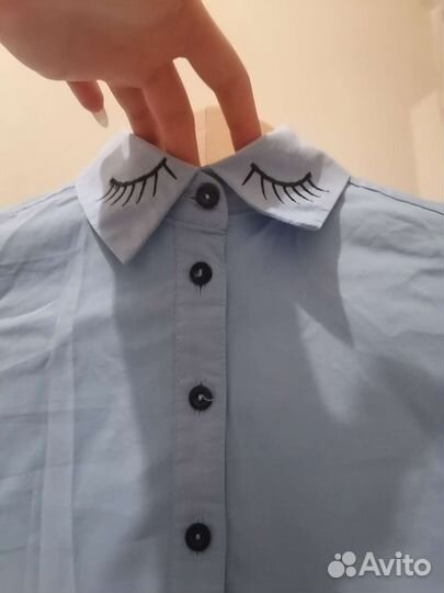 Школьная форма, голубая блузка,рубашка,синий жилет