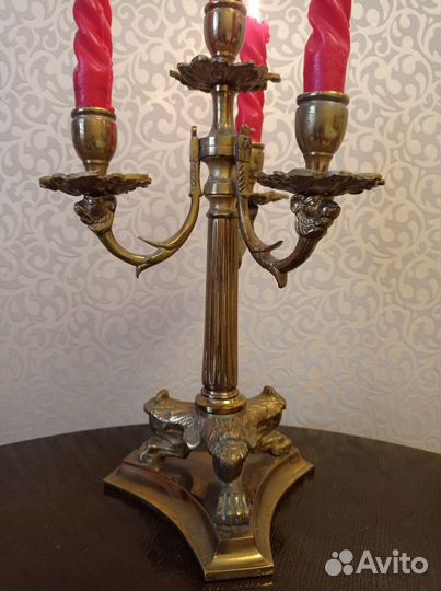 Шикарный старинный канделябр. Подсвечник