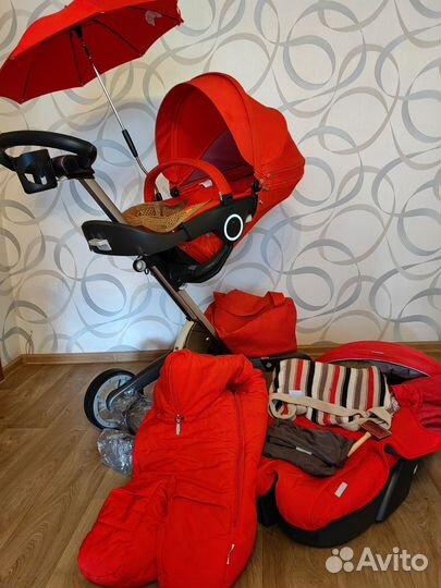 Коляска stokke xplory 2 в 1 красная стокки
